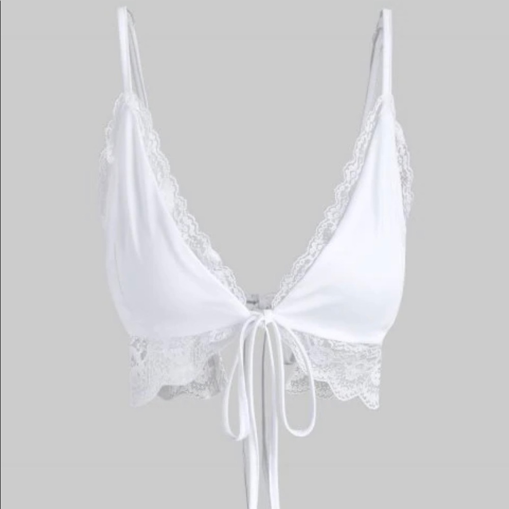 Zaful Tie Front Lace Top